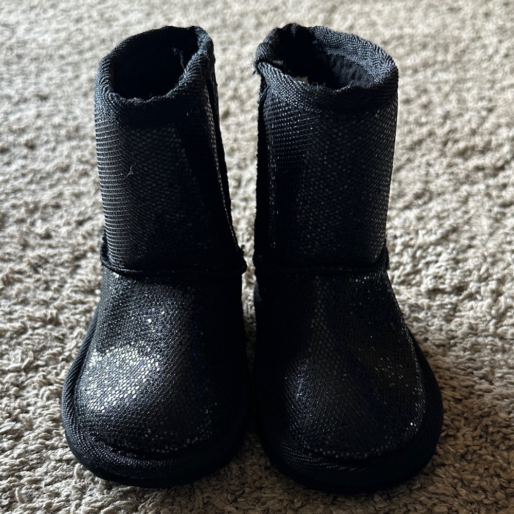 Kids Black Glitter Boots